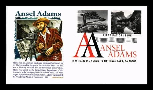 DR JIM STAMPS US COVER ANSEL ADAMS PHOTOGRAPHER IMPERFORATE FDC PANDA CACHET