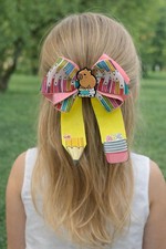 Handmade School Pencil Hair Bow Clips For Girls-Back to School Ribbon Accessory