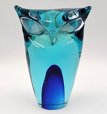 Antonio Da Ros-Cenedese Murano Italy Sommerso Art Glass Owl Figurine UNSIGNED
