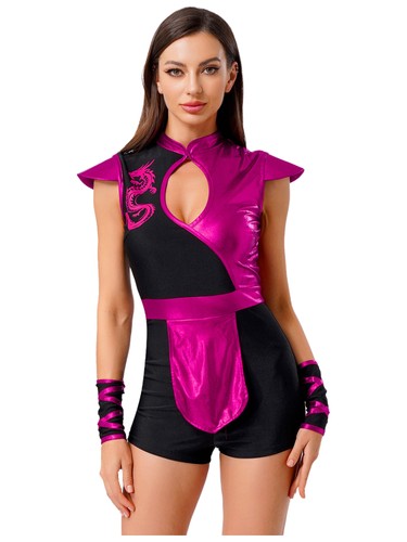 Women Cosplay Sexy Outfits Costume Bodysuit Dragon Print Jumpsuit Game Adult - Picture 32 of 72