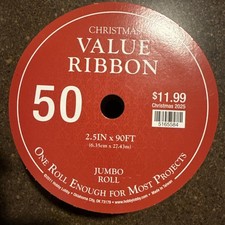 Christmas Swirl Ribbon 2.5" X 90  Nylon , Wired Edge Gold W/ Glitter New