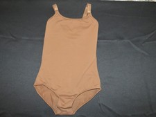 Girls Bloch Dance Size 4-6 Brown Sleeveless Leotard Thin Spaghetti Straps