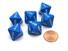 Pack of 6 Math Dice 8-Sided Fraction: 1/8 to 1 - Blue with White