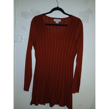 Sag Harbor Women Ribbed Knit Sweater Dress Pumpkin Spice Long Sleeve Size S