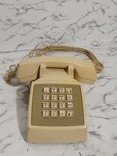 Vtg AT T 100 Beige Push Button Corded Landline Desk Phone CS2500DMGF