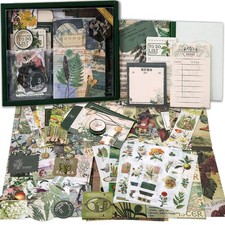 Scrapbooking Supplies Kit, Vintage Botanical Aesthetic Scrapbook Kit for Bull...