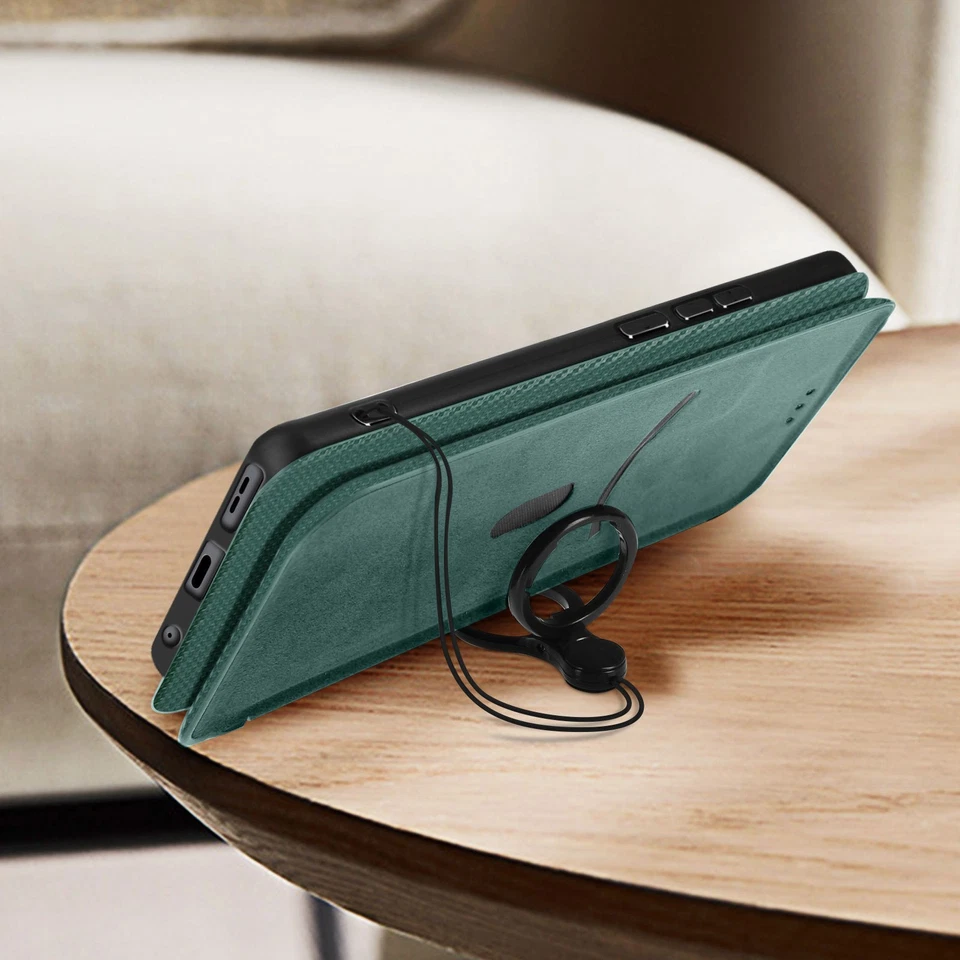 Avizar, Custodia per Nokia C22 portacarte cordino stand video effetto carbonio - Immagine 3 di 4