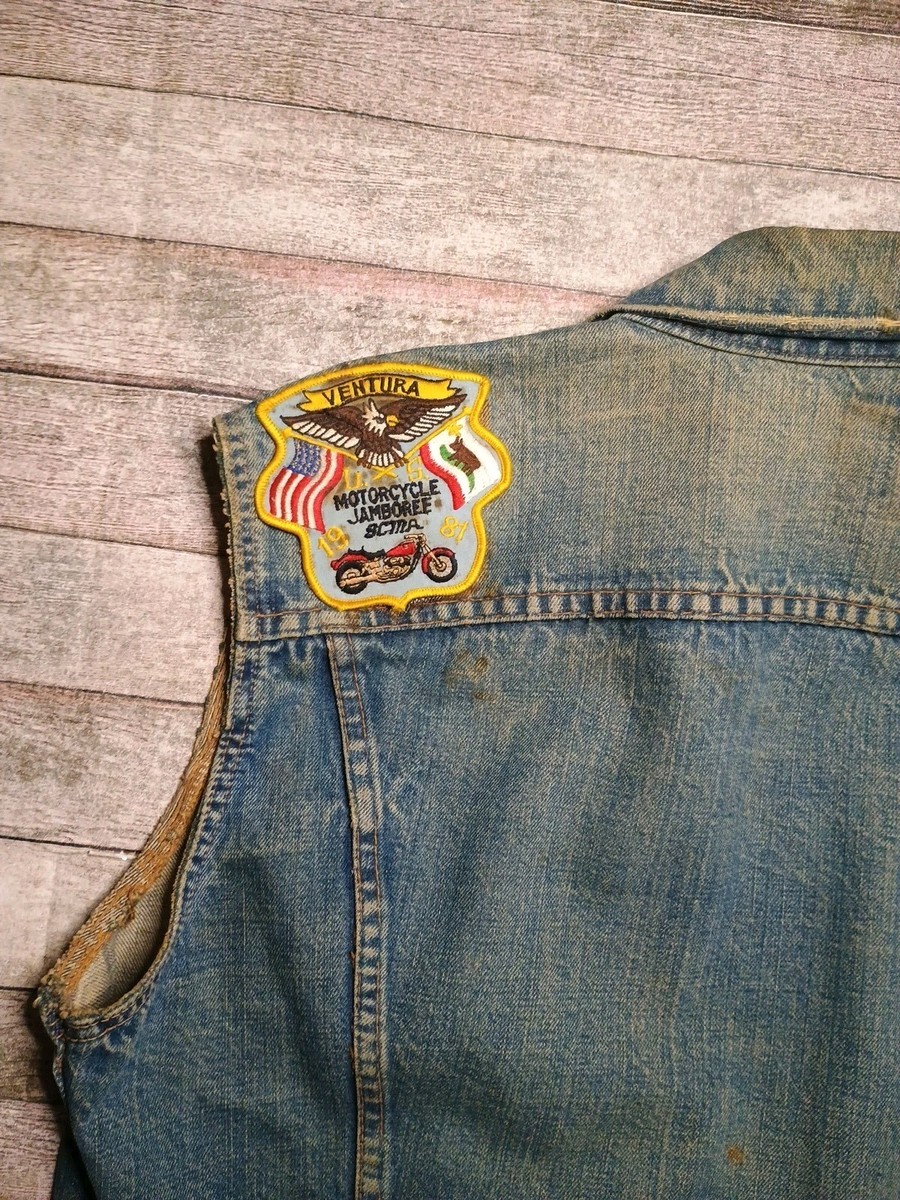 MCベストMADE IN USA ビンテージ リーバイス Vintage Biker Vest Levi Denim Outlaw Motorcycle Club SCMA