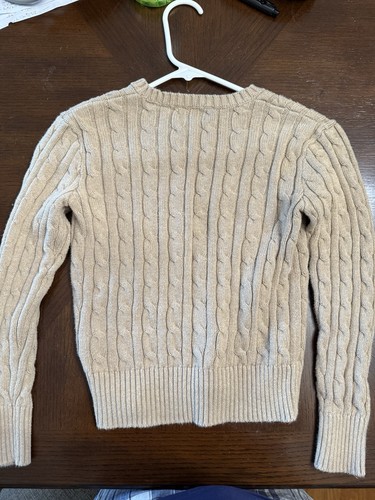 Ralph Lauren Polo Tan Kids Cable Knit Pullover Sweater Sz L 12-14 G - Picture 2 of 5