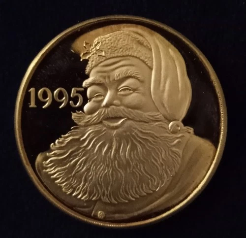 1995 Proof finish Santa  one ounce .999 Silver Round  Christmas