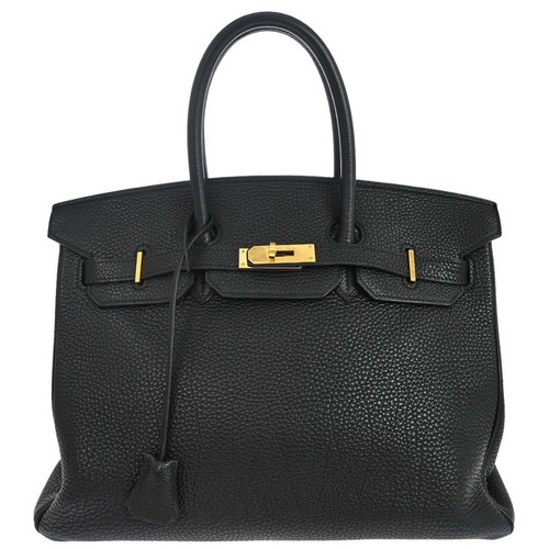 Hermes Birkin Black Togo With Gold Hardware Black Calfskin Handbag