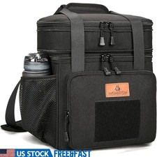 Dual Compartment Insulated Cooler Bag Heavy Duty Lunch Box Travel Camping New