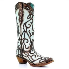 Corral Ladies Sky Blue Inlay and Studded Western Boots C3460