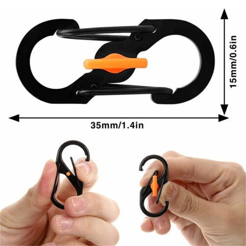 1-5 Pcs S Shaped Carabiner Mini Keychain Hook AntiTheft Camping Backpack Buckle - Picture 19 of 23