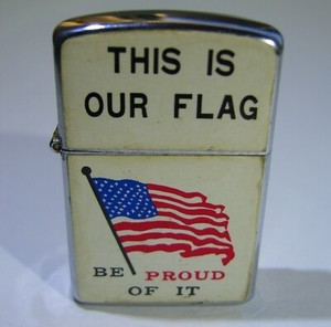 Rare Vintage Japan THIS IS OUR FLAG, BE PROUD OF IT American Flag Lighter Enamel