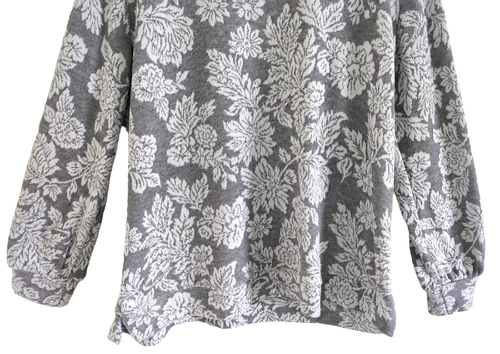 Ellen Tracy™ Women's L Pullover Sweater Top Crew Neck Gray White Floral Clean - Picture 2 of 8