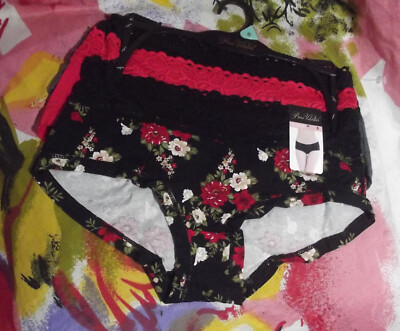 3 NEW PRIMA VALENTINA 852343 BKFL LACE WAIST COTTON HIPSTER