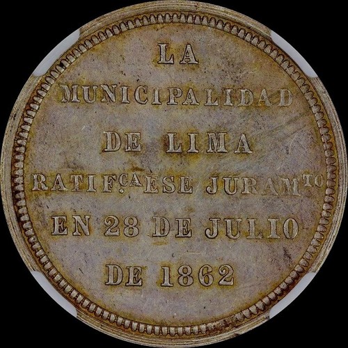 "FEINSTE & EINZIGE"" @ PCGS & NGC MS62 PERU UNABHÄNGIGKEITSMEDAILLE 4 ECHTE TONETE FREIHEIT" - Bild 2 von 9
