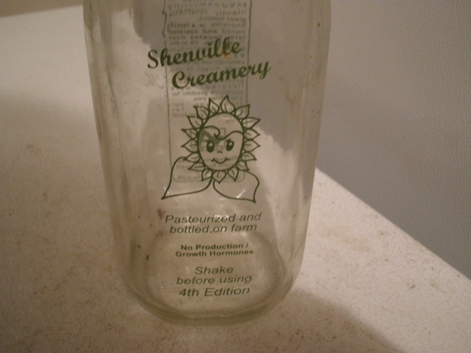 Shenville Creamery Glass Milk Bottle 4th Edition 9" tall eBay