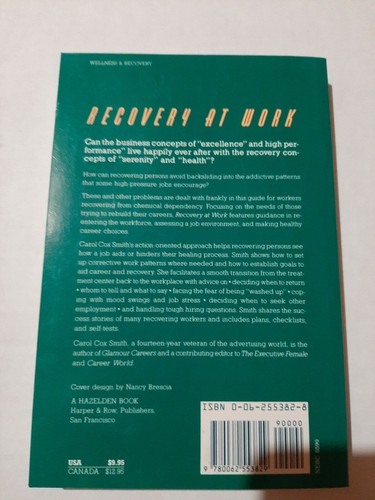 RECOVERY AT WORK: A CLEAN AND SOBER CAREER GUIDE ( By Carol Cox Smith **Mint** - Picture 2 of 2