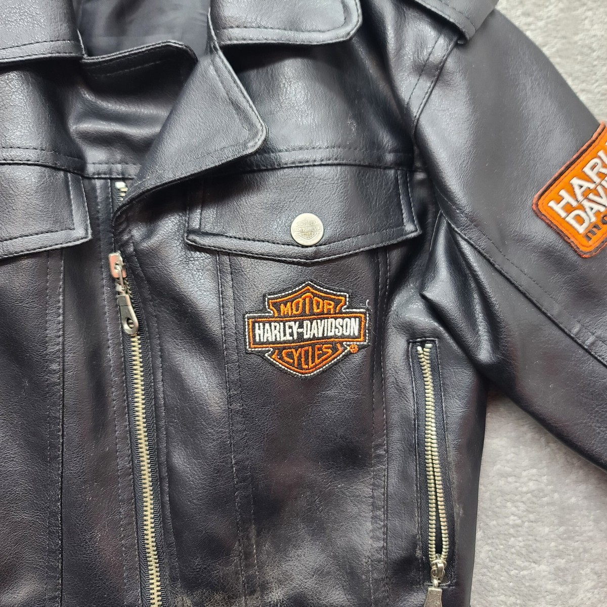 HARLEY-DAVIDSON 革ジャンキッズ Genuine Harley Davidson Jacket Kids 4 Faux Leather Logo