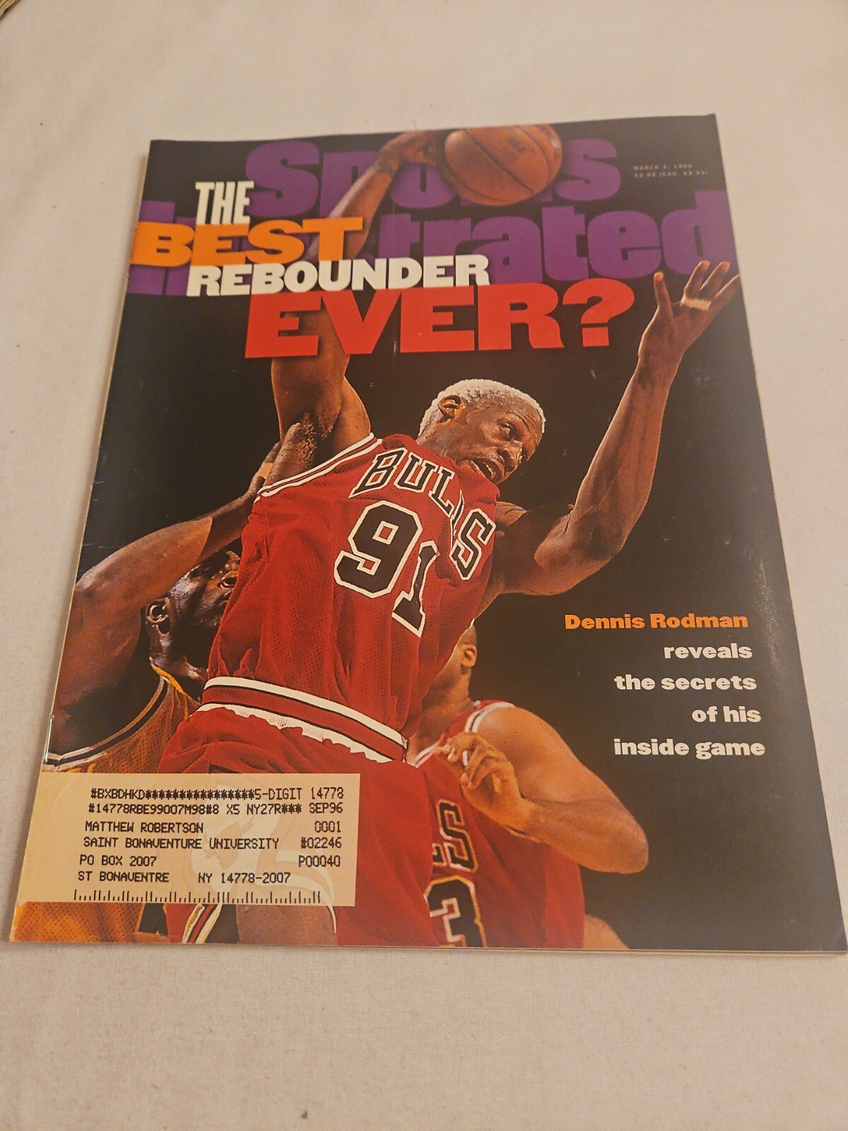 Rodman Magazines 1996 March 4, Sports Illustrated Magazine, Dennis Rodman-Best Rebounder ...