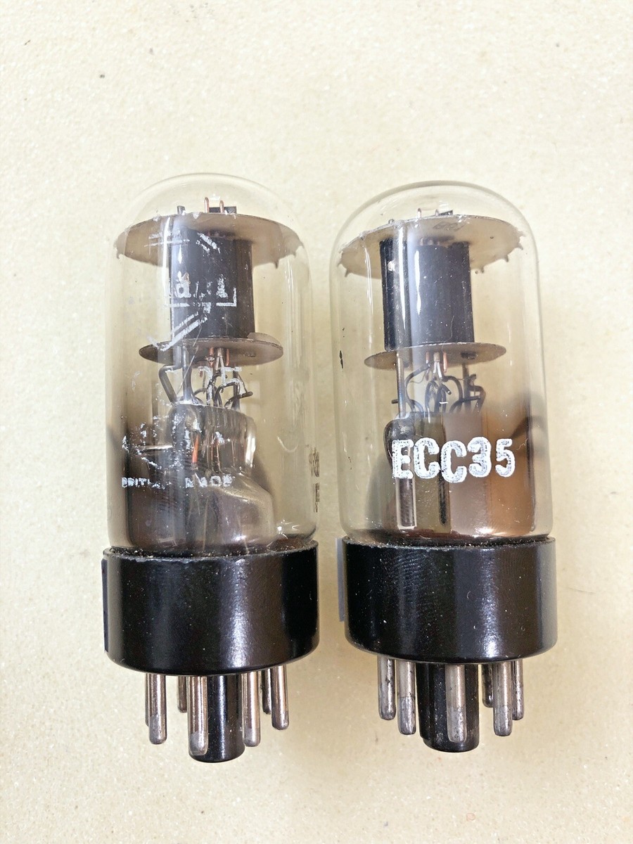 Mullard ECC35 6SL7 VT-229 Black Plate D Getter Excellent