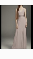Vera Wang White V-neck Crepe Mermaid Bridesmaid Dress size 2 NWT