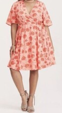 TORRID Floral Print Georgette Wrap Dress V Neck Adjustable Size 14