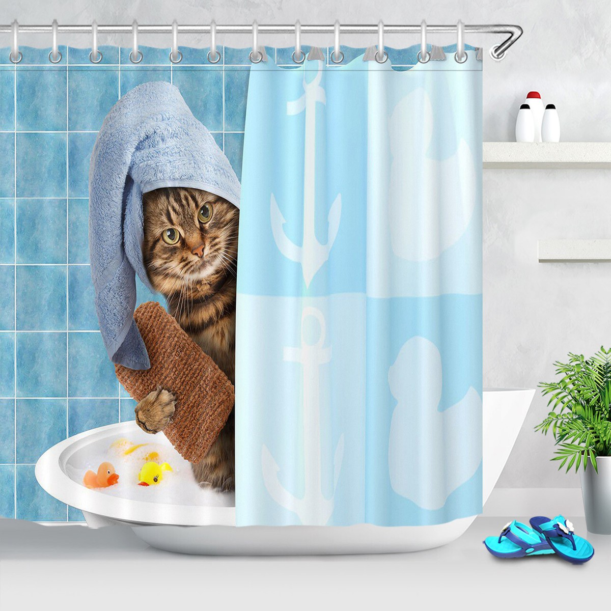 Cat Shower Curtain Hooks Funny Black Cat Shower Curtain For Bathroom