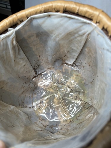 Vintage Wicker Planter Basket Cover Lined 7”x6.5” Boho Bohemian Two - Tone Round - Picture 7 of 9