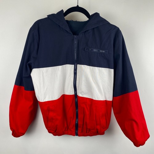 Brandy Melville Red White Blue Striped Colorblock Size S Windbreaker Jacket USA