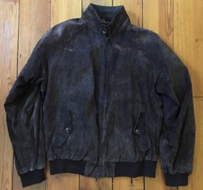 Vintage 80s Powers Goode Brown Suede Leather Cafe Racer Harrison Jacket 44 Reg