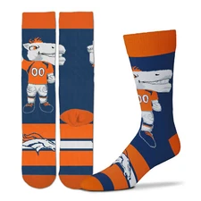 New! Denver Broncos Mascot Miles Madness Promo Socks One Size Fits Most Adults