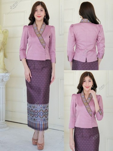 THAI/LAOS TRADITIONAL SILK BLOUSE AND SKIRT SET'S - CHEST SIZE 32" - 46" - Picture 9 of 40