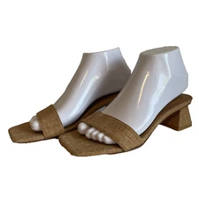 Raye Women's Julie Heel Sandal Nude Tan Trapezoid Heel Size 7