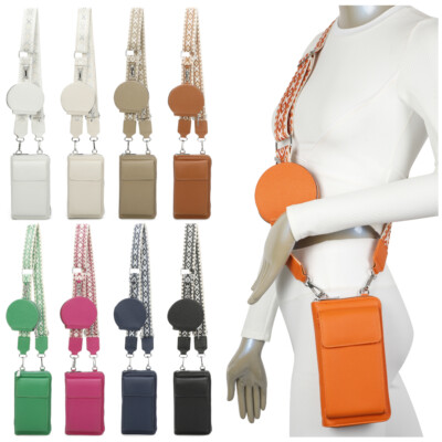 Handy Umhänge Tasche mit Geldbörse, Portemonnaie, 3,8 cm bunter Gurt,  7090/91