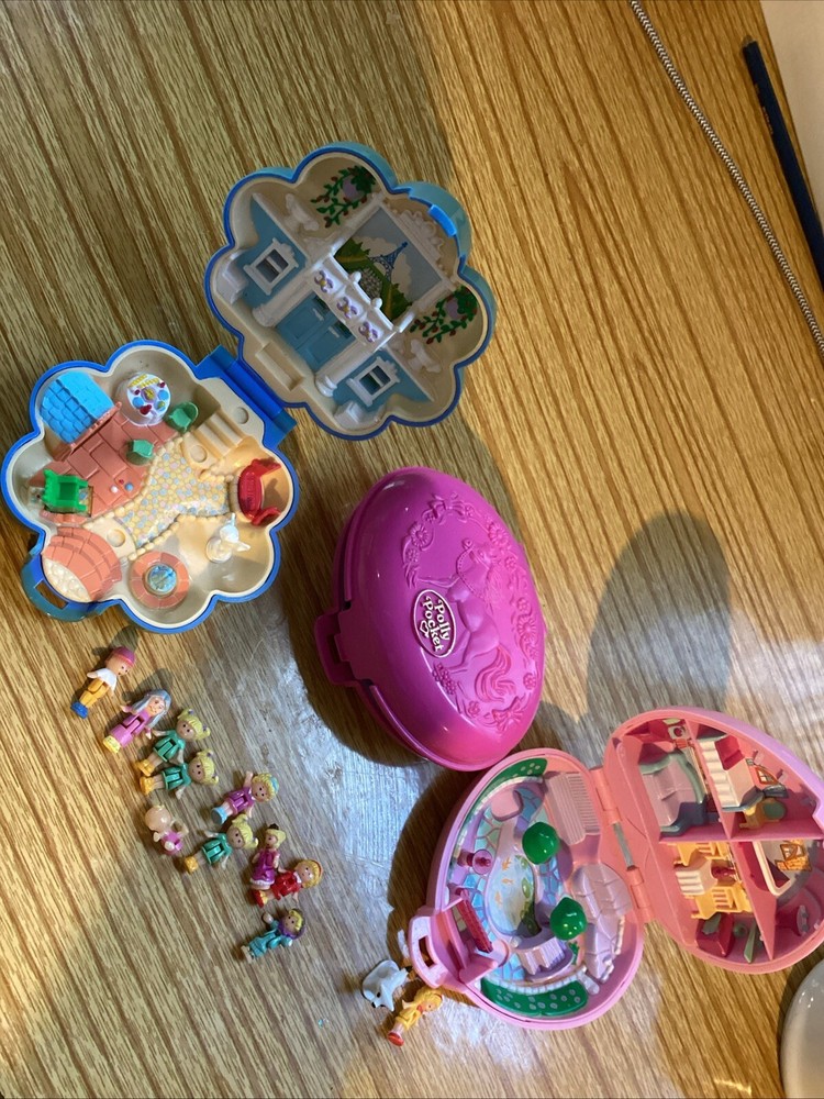 Vintage Polly Pocket 1990 Fifi's Parisian Apartment Country Cottage,Pony