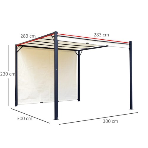 Large Metal Garden Pergola 3x3m Retractable Sun Shade Patio Garden Gazebo Canopy - Picture 21 of 22