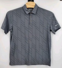 Nike Golf Dri-Fit Embossed Gray Polo Shirt Men's Size Large Embroidered Swoosh