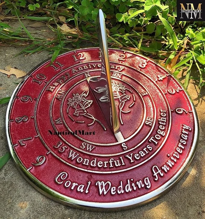 Anniversary 8,, Sundial Gift for 35 Coral Wedding Anniversary Recycled Present - Image 3 of 3