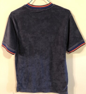 Vintage Style CHAMPION Navy Blue Terry Cloth Ringer T-shirt