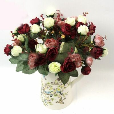 21pc/Bunch Artificial Rose Flowers Bouquet Wedding Party Home Decor Little Rose