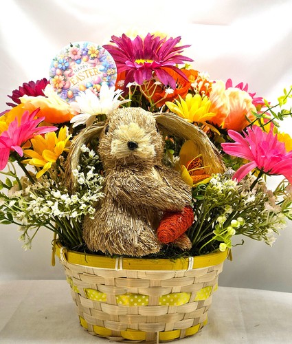 Easter Home Decor - Rattan Rabbit Basket with Spring Florals - Afbeelding 10 van 10
