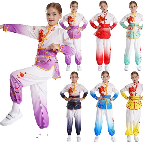 Unisex Tops With Pants Students Uniform Arts Kung Fu Performance Outfit Sports - Picture 3 of 89