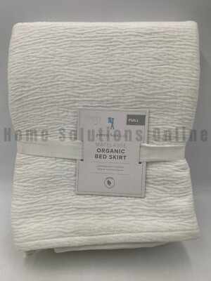 Pottery Barn Kids Matelasse Organic Cotton Bed Skirt Full White 16'' Drop #N409