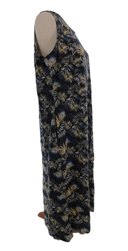 Briggs Women's Large Dress Sleeveless Black Floral Mid-Length Linen Blend - Picture 2 of 5