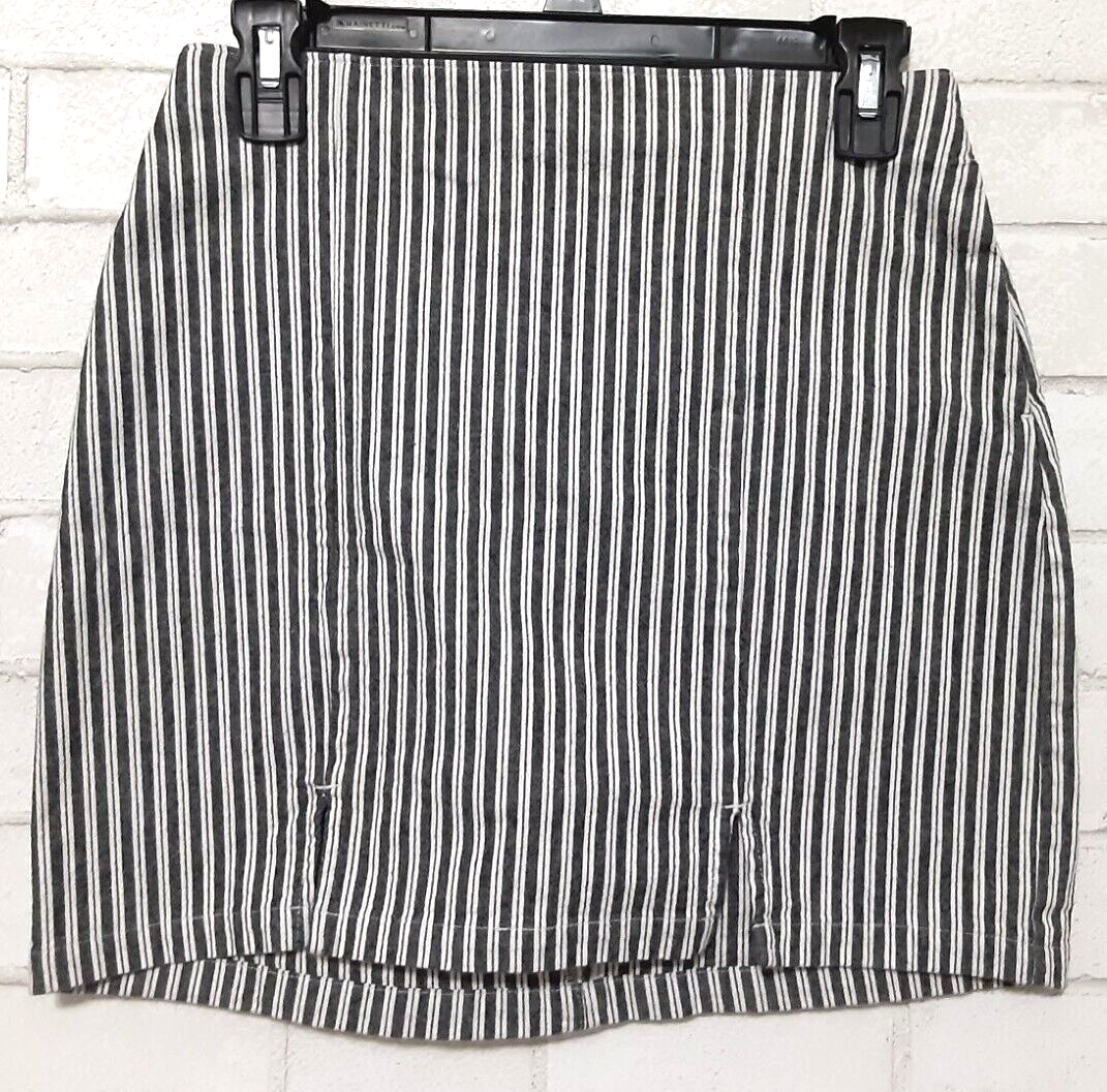 Hollister Mini Skirt Junior's Size S Ultra High Rise Striped Denim Jean Back Zip-image