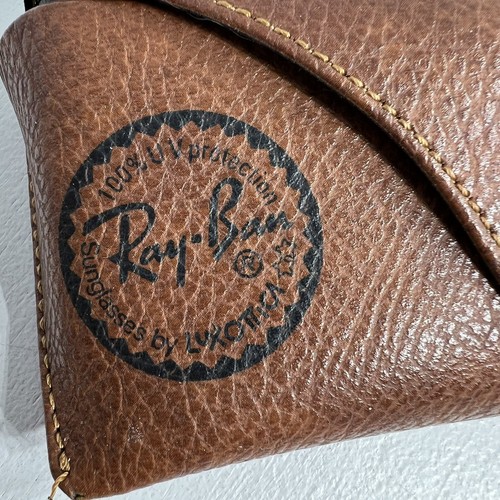 Ray Ban Case For Eyewear Brown Leather Snap Closure Sunglass Storage - Picture 2 of 6