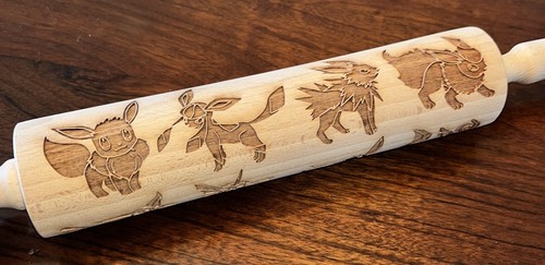 Wooden Rolling Pin for Embossed Baking Cookies 18-inch New Pokemon